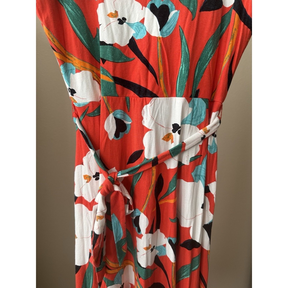 Sigrid Olsen Red Floral Maxi Dress Size M Sleeveless Tropical Resort - Picture 2 of 6